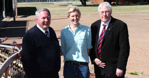 State Minister Tim Mulherin meets with beef extension officer Laura Devlin and AACC Advisory Board chair Graham Hart at the Agricultural College. State Minister Tim Mulherin meets with beef extension officer Laura Devlin and AACC Advisory Board chair Graham Hart at the Agricultural College.